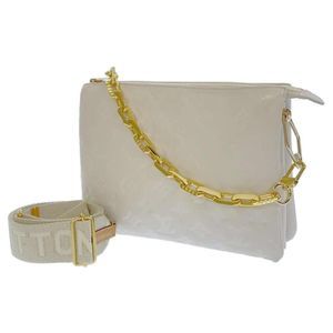 Louis Vuitton Coussin PM Chain Shoulder Bag Lamb Leather Monogram White